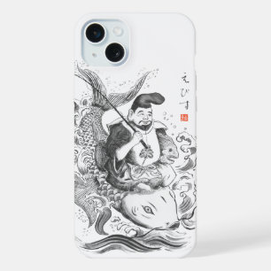 Ebisu - God of Fishing & Commerce (ink painting) iPhone 15 Plus Case