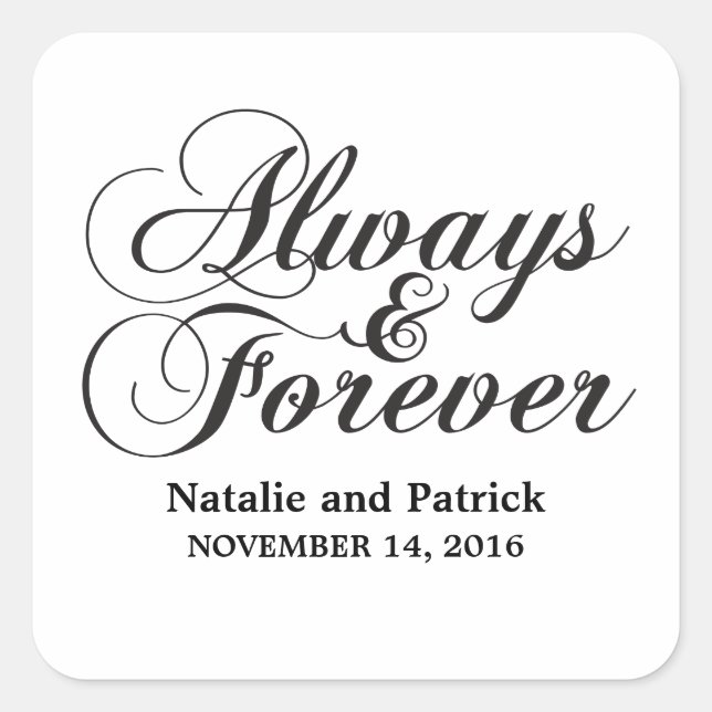 Ebony Always & Forever Wedding Stickers (Front)