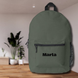 Ebony and Black Simple Personalized Name  Printed Backpack