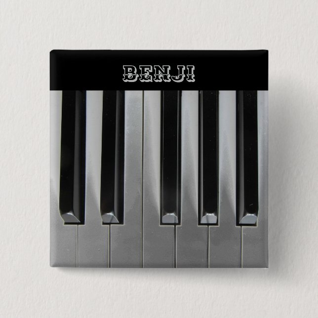 Ebony and Ivory 2 Inch Square Button (Front)