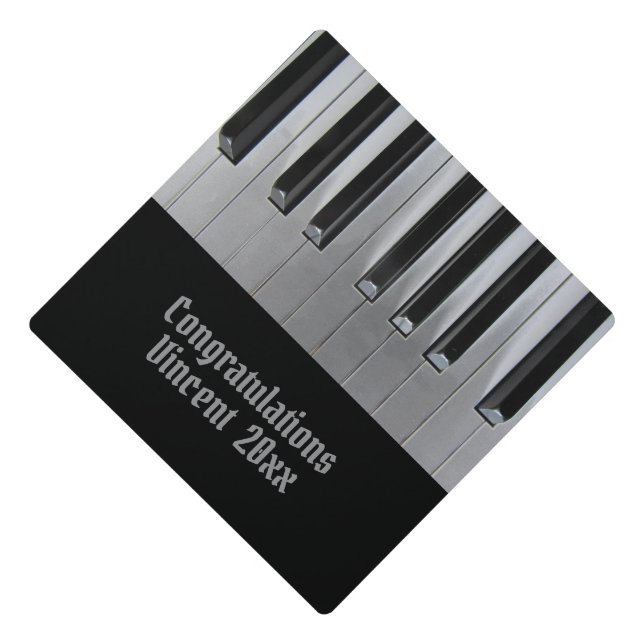 Ebony and Ivory Graduation Cap Topper (Front)