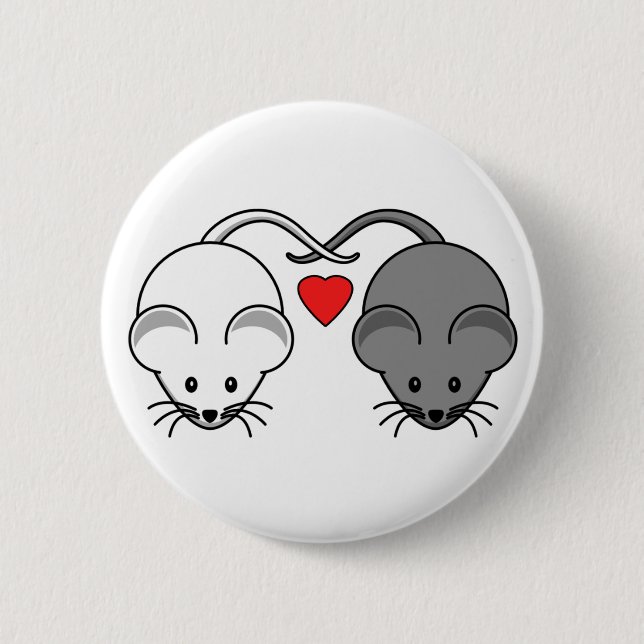 Ebony and Ivory Mouse Love 2 Inch Round Button (Front)