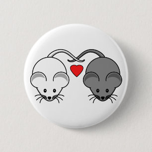 Ebony and Ivory Mouse Love 2 Inch Round Button