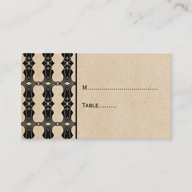Ebony Art Deco Border Place Card (Front)