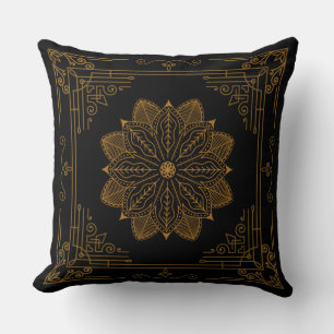 ”Ebony” Art Nouveau Throw Pillow