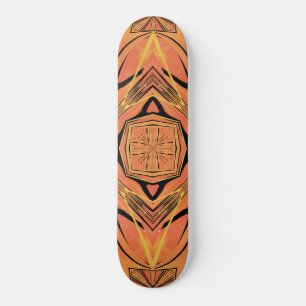 Ebony Black And Citrus Orange Pattern Skateboard