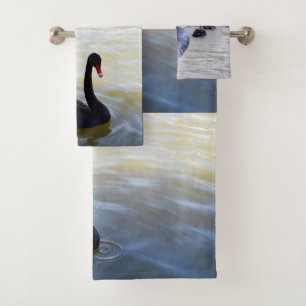 Ebony Black Swans, Bath Towel Set