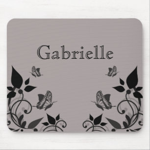 Ebony Butterfly Floral Mousepad