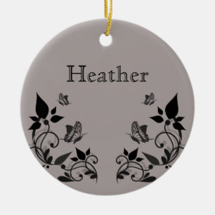 Ebony Butterfly Floral Ornament