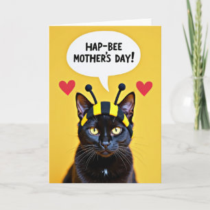 Ebony Cat Mothers Day Celebration Card