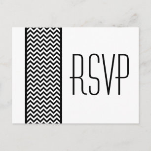 Ebony Chevron Border RSVP Postcard