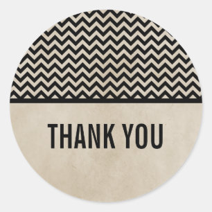 Ebony Chic Chevron Thank You Stickers