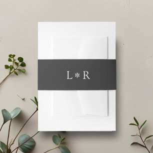 Ebony   Chic Minimal Monogram Wedding Invitation Belly Band