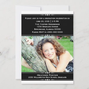 Ebony Chic Photo Graduation Invite