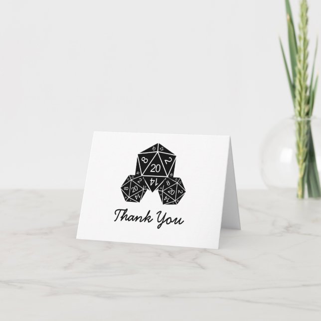 Ebony D20 Dice Carte de remerciements (Devant)