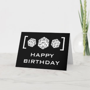 Ebony D20 Dice Gamer Birthday Card