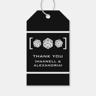 Ebony D20 Dice Gamer Wedding Gift Tags