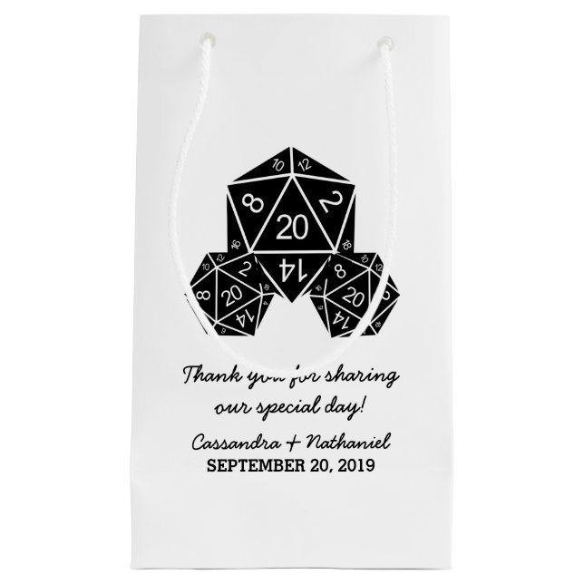 Ebony D20 Dice Wedding Gift Bag (Front)