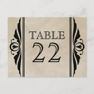 Ebony Elegant Deco Numéro de table Carte postale