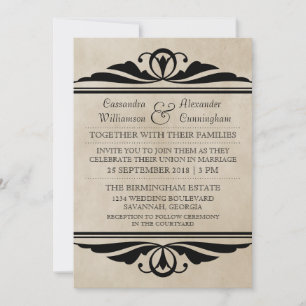 Ebony Elegant Deco Wedding Invite