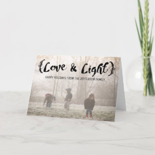 Ebony Elegant Sketched Love & Light Holiday Photo Card