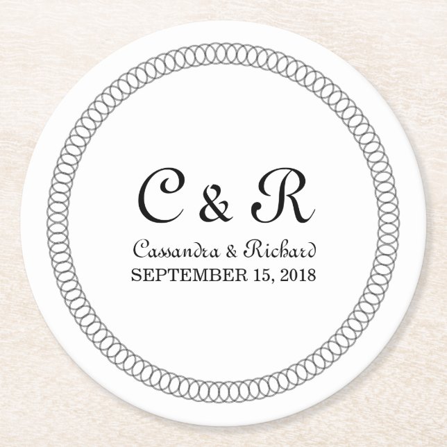 Ebony Encircled Round Paper Coasters (Front)