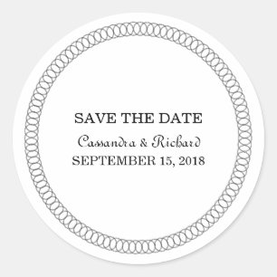 Ebony Encircled Round Save the Date Stickers
