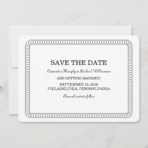 Ebony Encircled Rounded Save the Date Invite