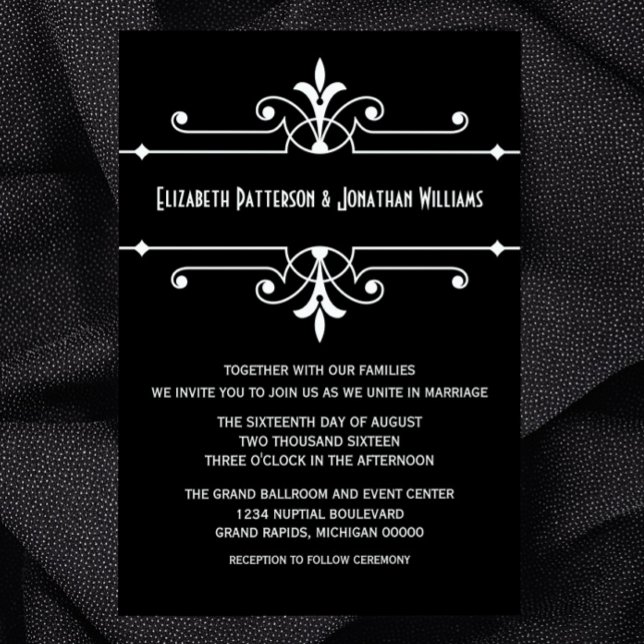 Ebony Fancy Mariage ornemental Invitation (Ebony Fancy Ornamental Wedding Invitation)