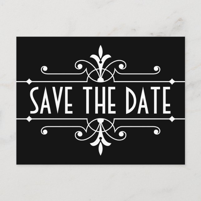 Ebony Fancy Ornamental Enregistrer la date Carte p (Devant)