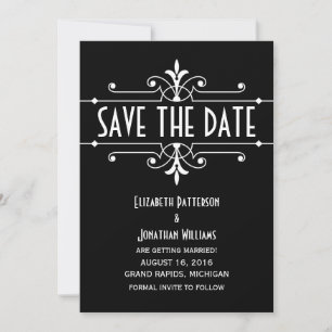 Ebony Fancy Ornamental Save the Date Invite