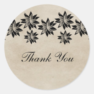 Ebony Floral Vintage Thank You Stickers
