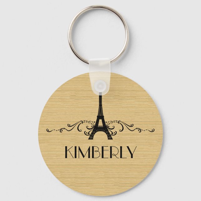 Ebony French Flourish Keychain (Front)