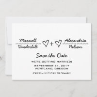 Ebony Heart Equation Save the Date Invite