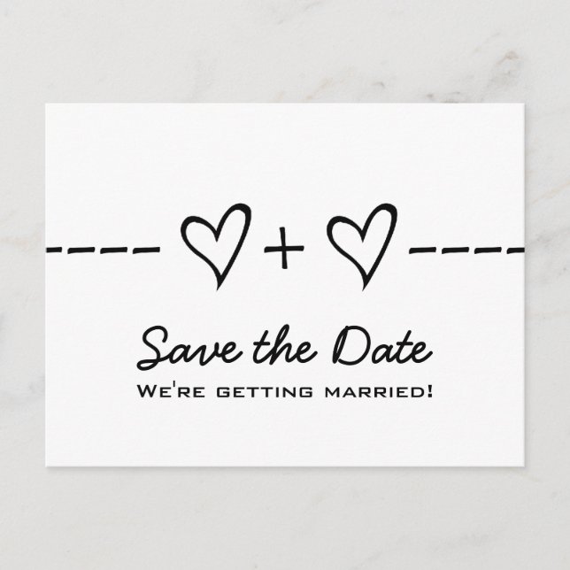 Ebony Heart Equation Save the Date Postcard (Front)
