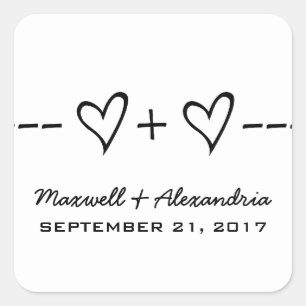 Ebony Heart Equation Wedding Stickers