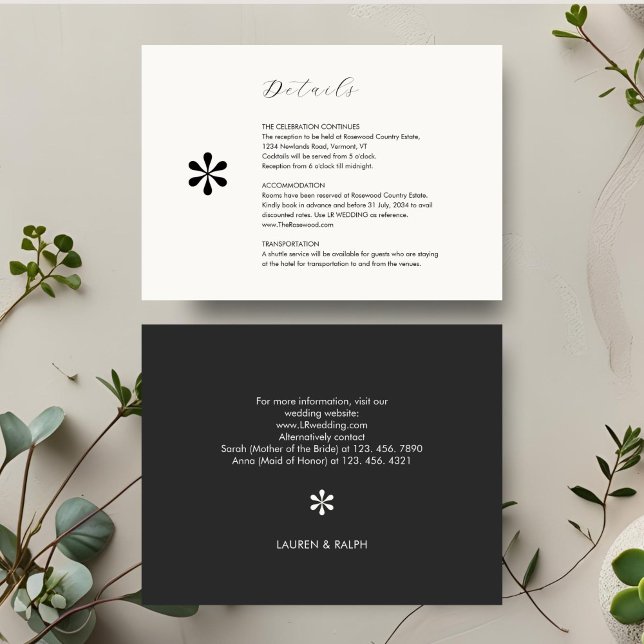 Ebony & Ivory | Chic QR Code Wedding Details RSVP Card (Creator Uploaded)