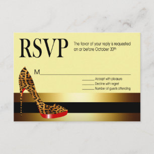 Ebony Leopard Stiletto Stripes RSVP Card
