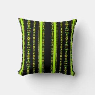 Ebony Lime Modern African Black & Green Geometric Throw Pillow