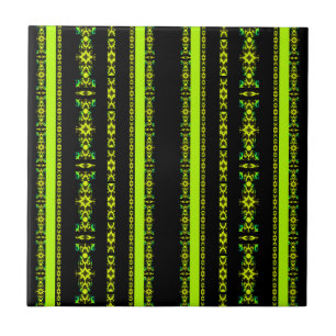 Ebony Lime Modern African Black & Green Geometric Tile