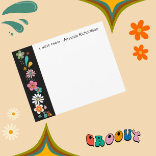 Ebony LOVE Flower Groovy 70's theme Flat Note Card