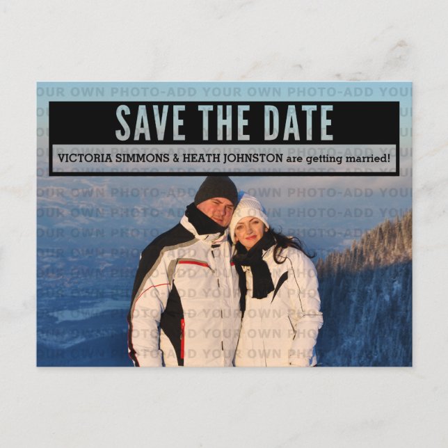 Ebony Modern Cut Out Save the Date Postcard (Front)