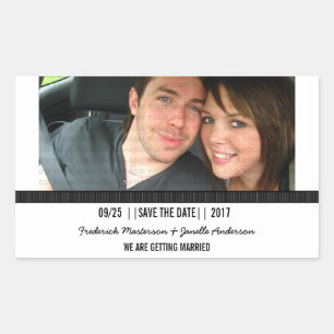 Ebony Modern Photo Save the Date Stickers