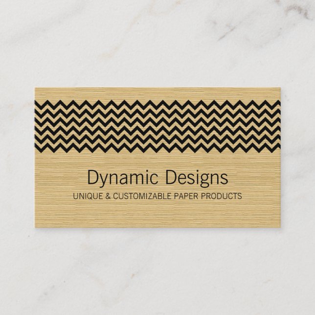 Ebony Rustic Chevron Business Card (Front)