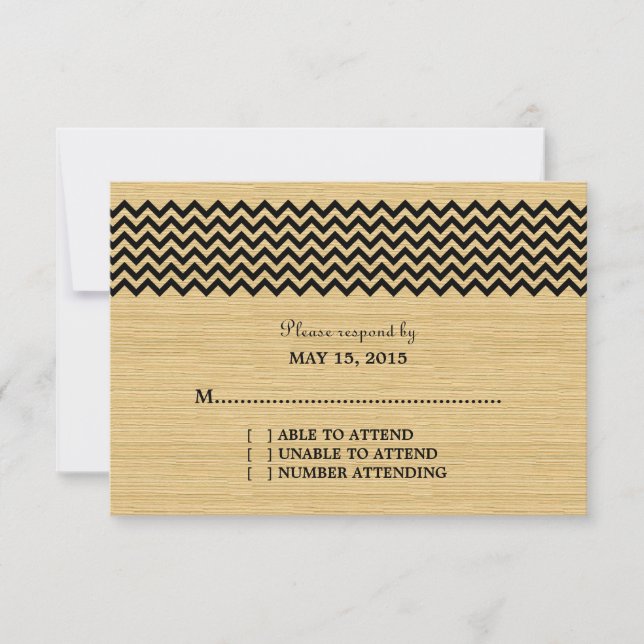 Ebony Rustic Chevron Response Card (Front)