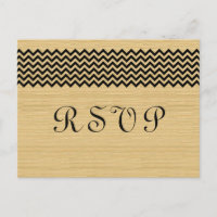 Ebony Rustic Chevron RSVP Postcard