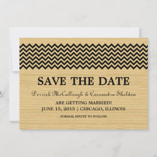 Ebony Rustic Chevron Save the Date Invite