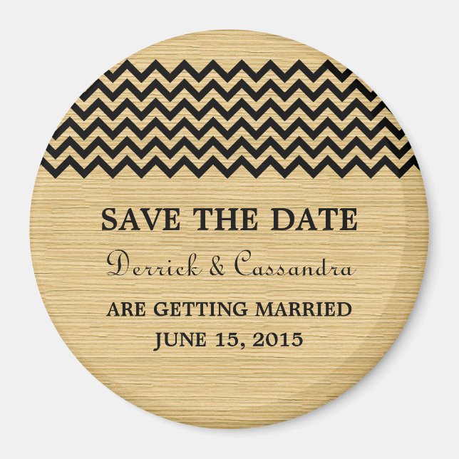 Ebony Rustic Chevron Save the Date Magnet (Front)
