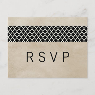 Ebony Rustic Quatrefoil RSVP Postcard