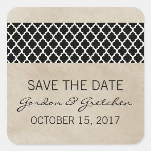 Ebony Rustic Quatrefoil Save the Date Stickers